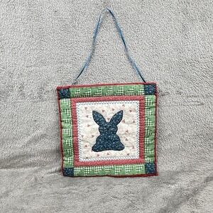 Handmade Stitched Quilt Easter Spring Wall Hanging Bunny Hearts Cottagecore VTG